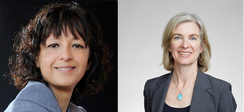 As cientistas Emanuelle Charpentier e Jennifer Doudna, laureadas com o Prêmio Nobel de Química de 2020 por desenvolverem a técnica de edição genética CRISPR-Cas9.
